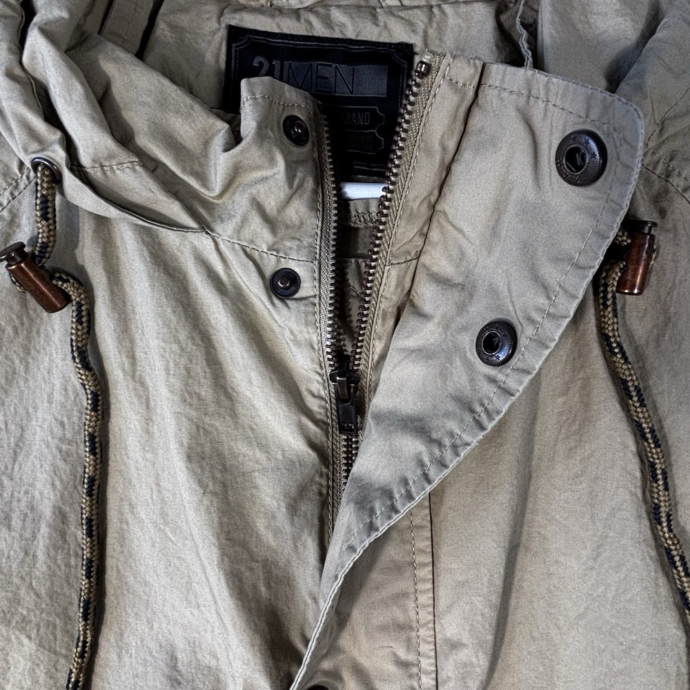 21 Men An American‎ Brand Jacket Los Angeles Men's XL khaki coat with Hood - Picture 3 of 7